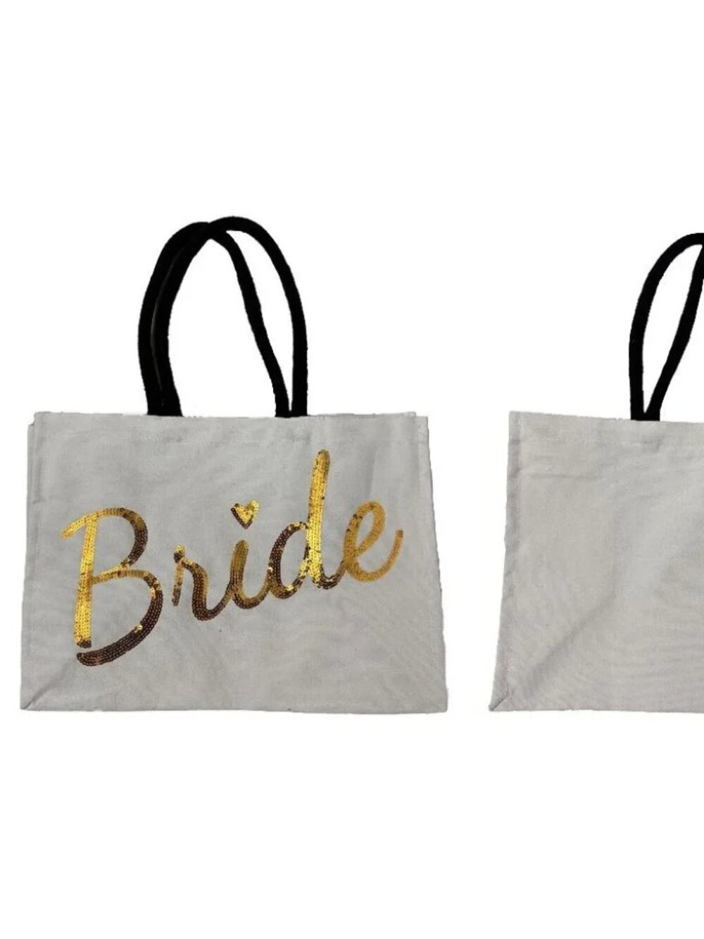 Nicole Miller Bride Tote Bag Cream Gold Sequin Honeymoon Wedding